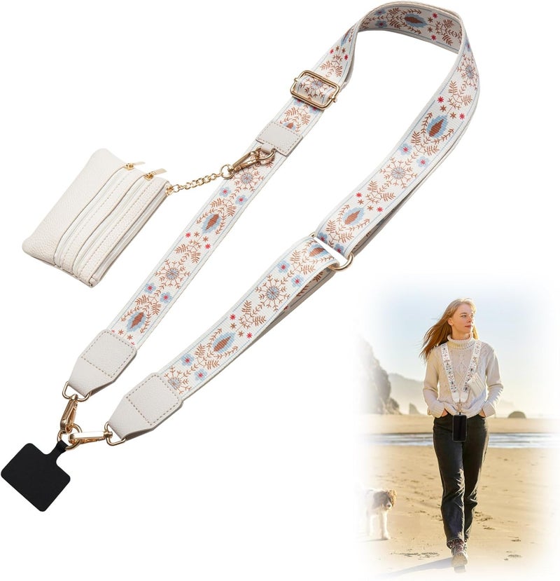 CUEDM Cell Phone Lanyard Crossbody,Adjustable Cell Phone Strap with Wristlet,Clip and Go Strap for Phone with Wallet - Image 1